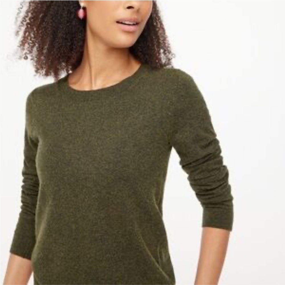 J. Crew Merino Wool Crew Neck Teddie Sweater L Olive Green - Picture 4 of 12